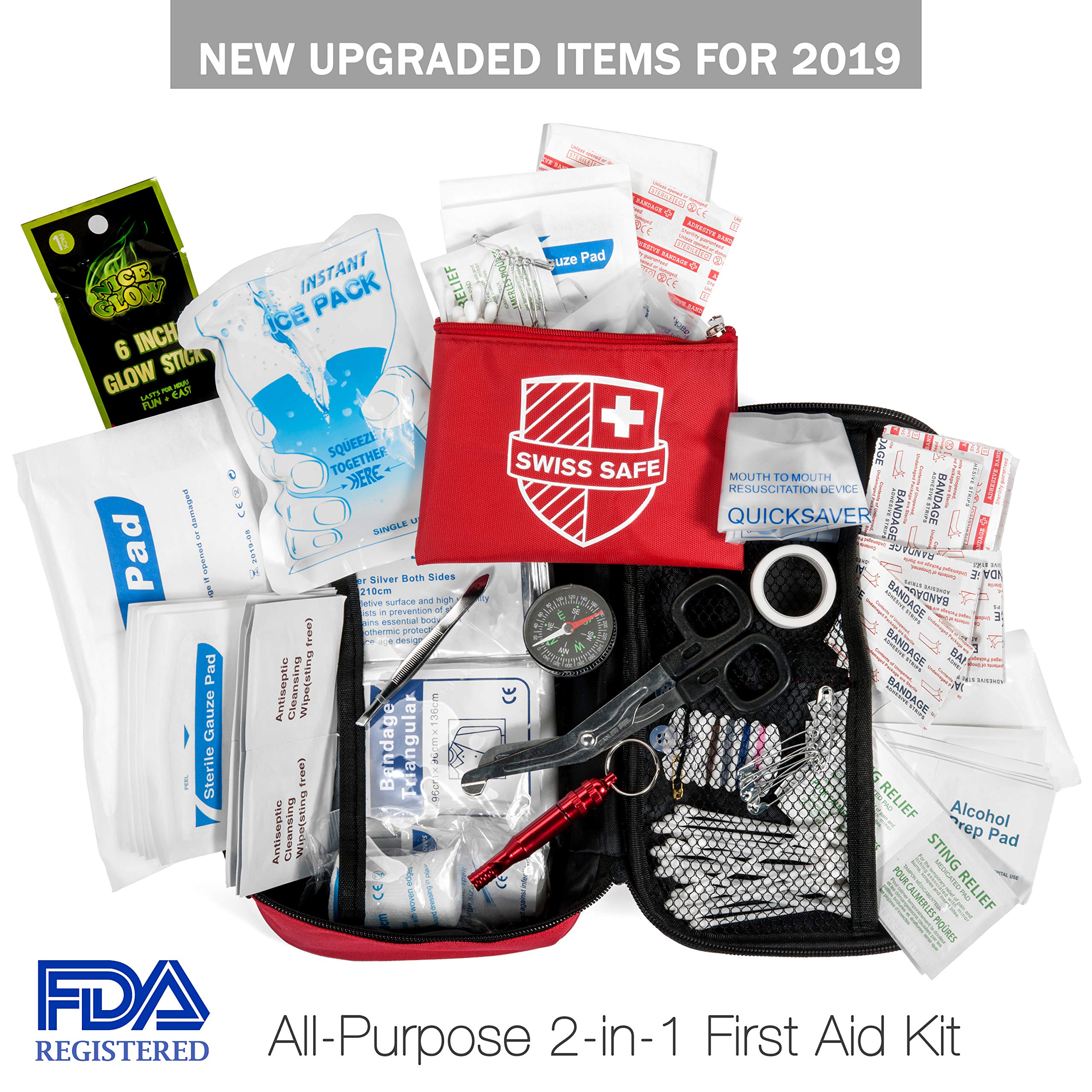 Swiss Safe 2in1 First Aid Kit (120 Piece) + Bonus 32Piece Mini First