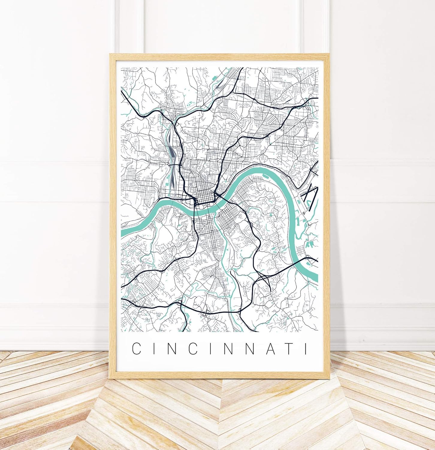 Amazon Com Cincinnati Map Art Cincinnati Ohio City Art Print Wayfinder Creative Handmade