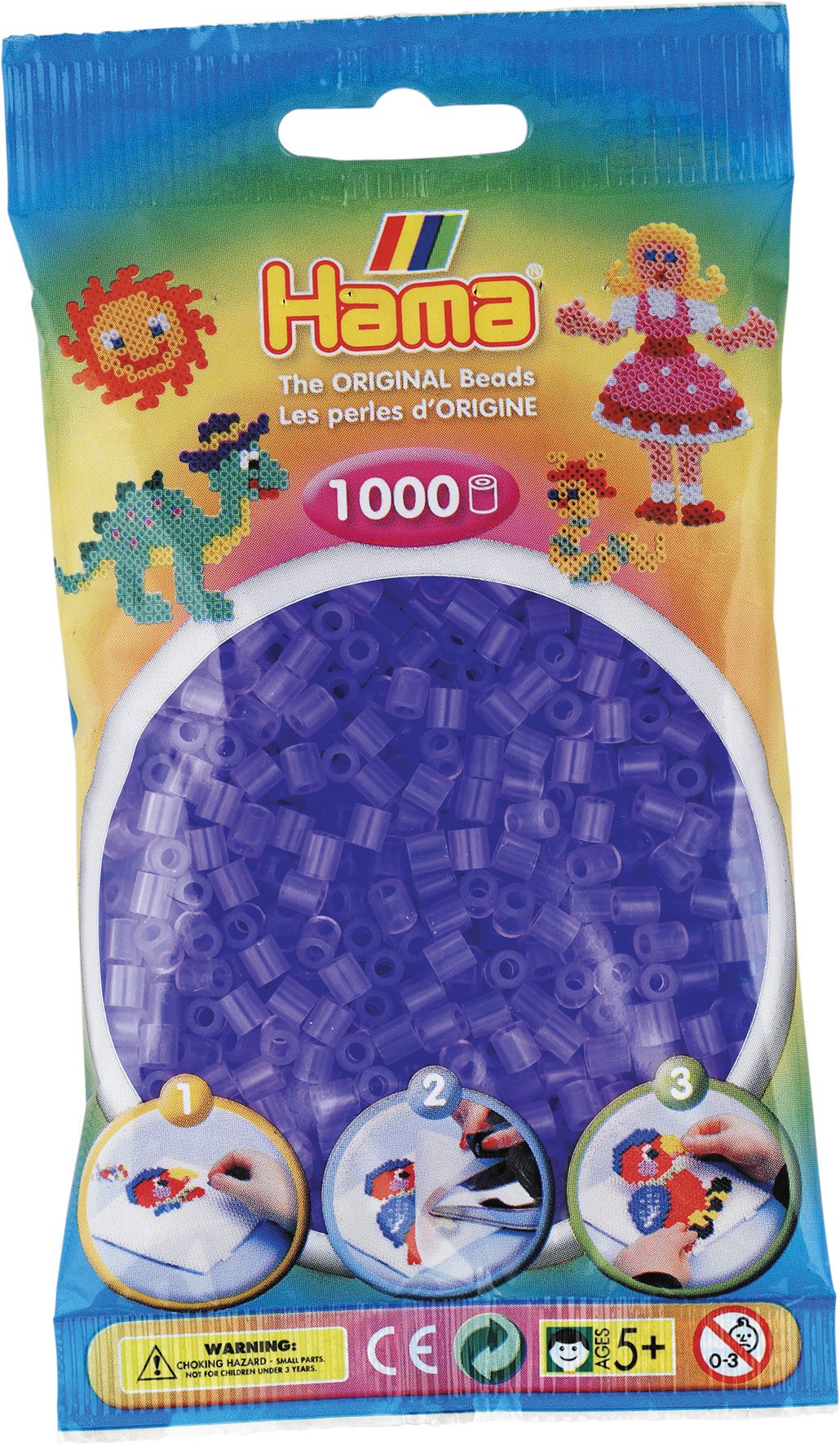 Hama Beads 1,000 Bead Refill Bag - Translucent Lilac