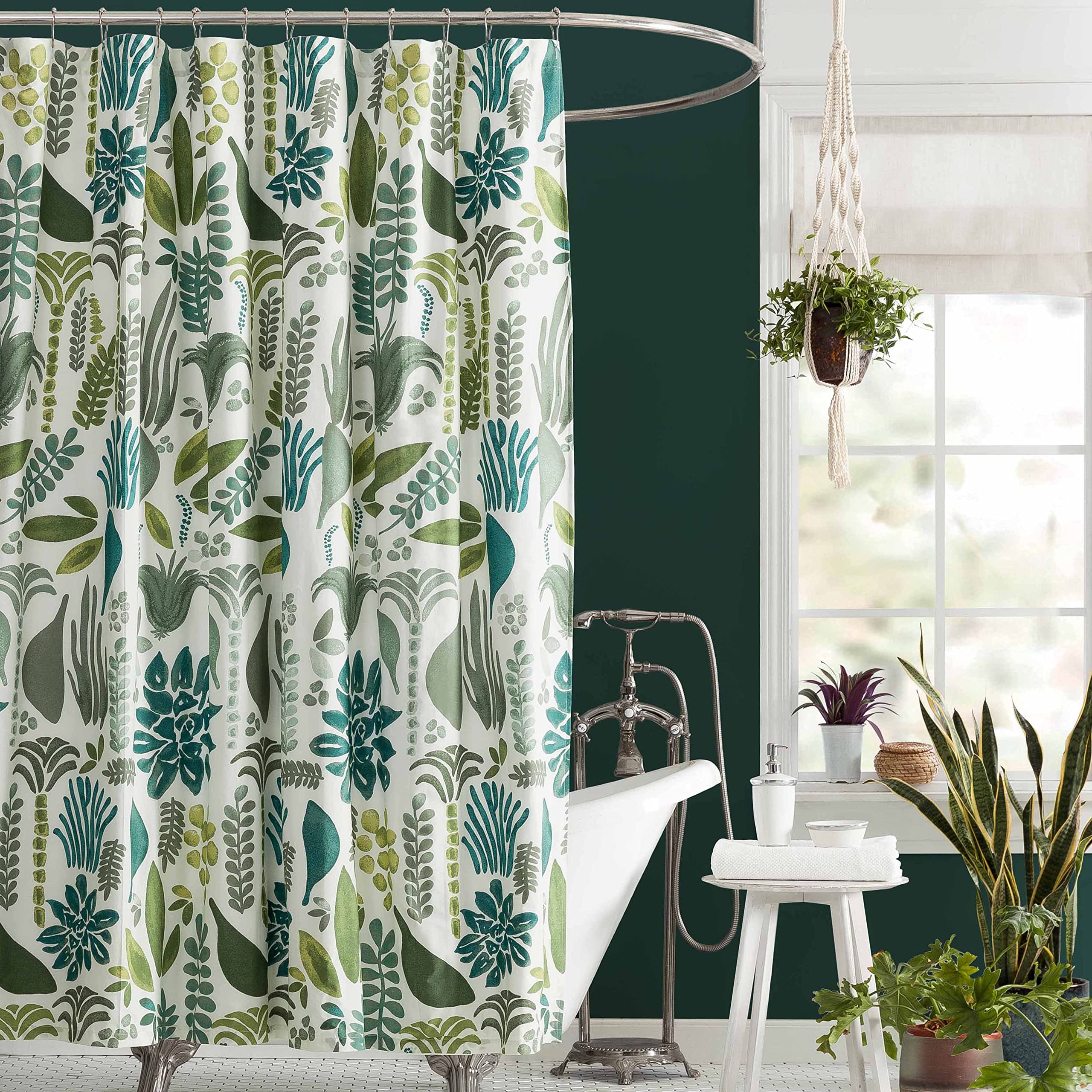 Photo 1 of JUNGALOW Shower Curtain, 72 in x 72 in, Jardin Green