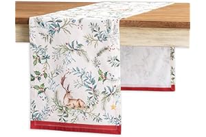 Maison d' Hermine Tablerunner 100% Cotton Table Runner Decorative Table Runners for Gifts, Home, Wedding, Restaurant, Buffet, Holly Time (Single Layer) -Thanksgiving/Christmas(14.50"x108")