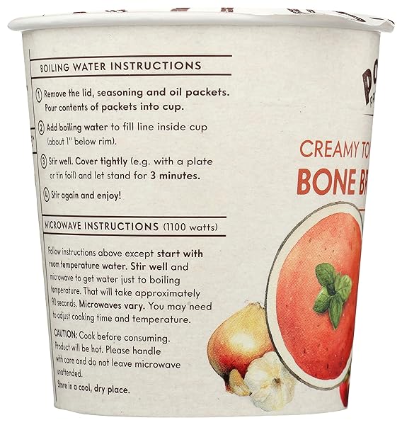 POWER PROVISIONS KETO CREAMY TOMATO BONE BROTH SOUP CUPS – INSTANT SOUP CUP – COLLAGEN INFUSED – GLUTEN FREE SOUP – 1.2 OZ. – PACK OF 1