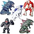 TwCare Set of 5 Chibi Godzilla x Kong: The New Empire Toys, Birthday Kids Action Figures Evolved Basic Exquisite Battle Roar B.E.A.S.T. Glove Shimo Frost Bite Mini Dinosaur Dragon Cake Toppers Pack