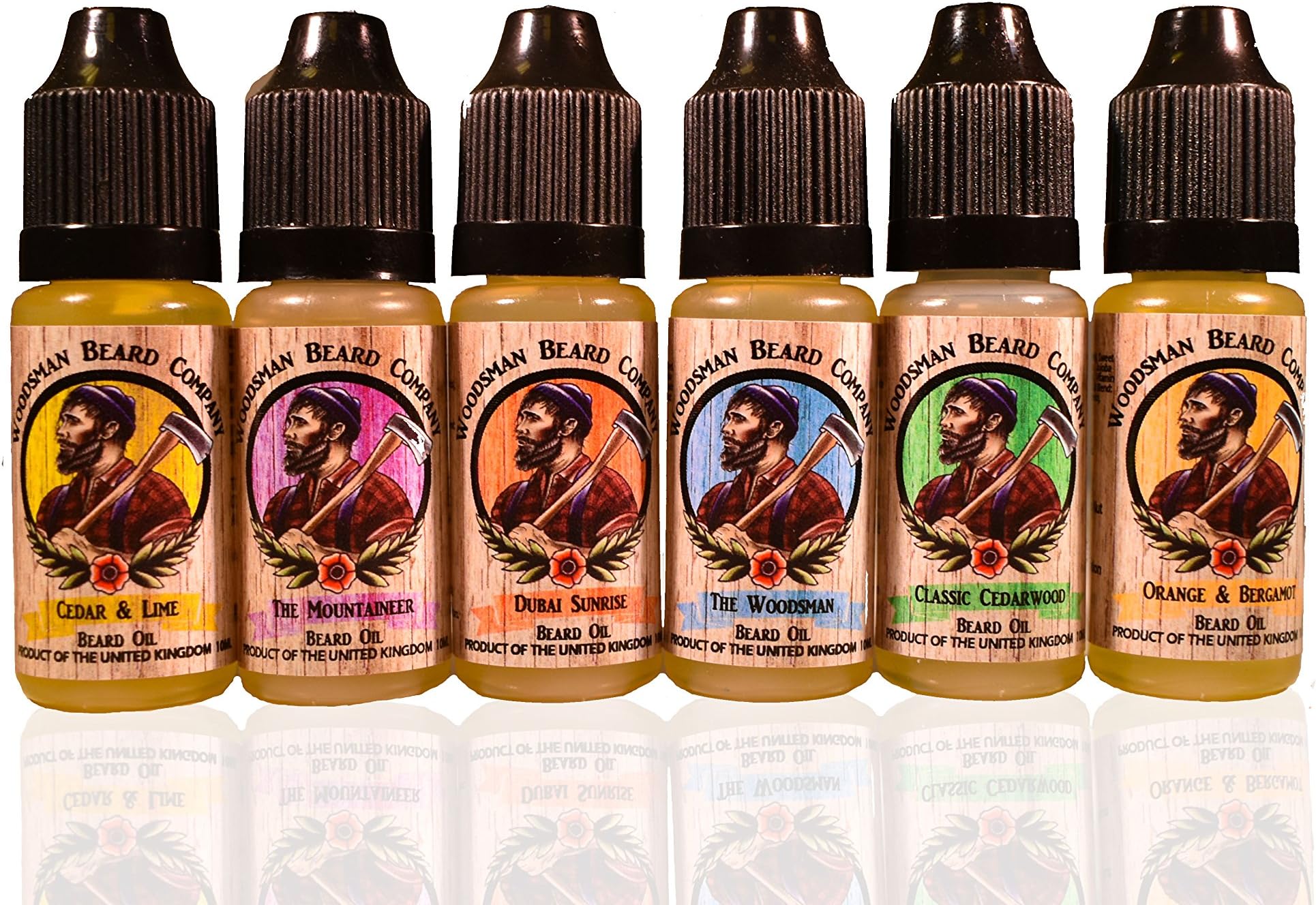 Mr Beard & Co Woodsman Original Organic Beard Oils, Premium Natural Beard Grooming & Care Collection, (SAVER SET) 6 x 10ML