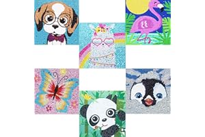 BYGFHLYW DIY 6 Pack Diamond Painting Kits for Kids Beginners,5D Animal Diamond Art Kit Round Full Drill,Paint by Diamonds Dot Gem Arts and Crafts Crystal,Home Wall Decor 6x6 inch