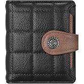 CLUCI Small Wallets for Women RFID Blocking Leather Trifold Compact Credit Card Holder with ID Window Ladies Zipper Coin Purse Black with Brown