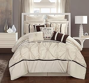 Chic Home Ashville 16 Piece Bed in a Bag Comforter Set, Queen, Off-White