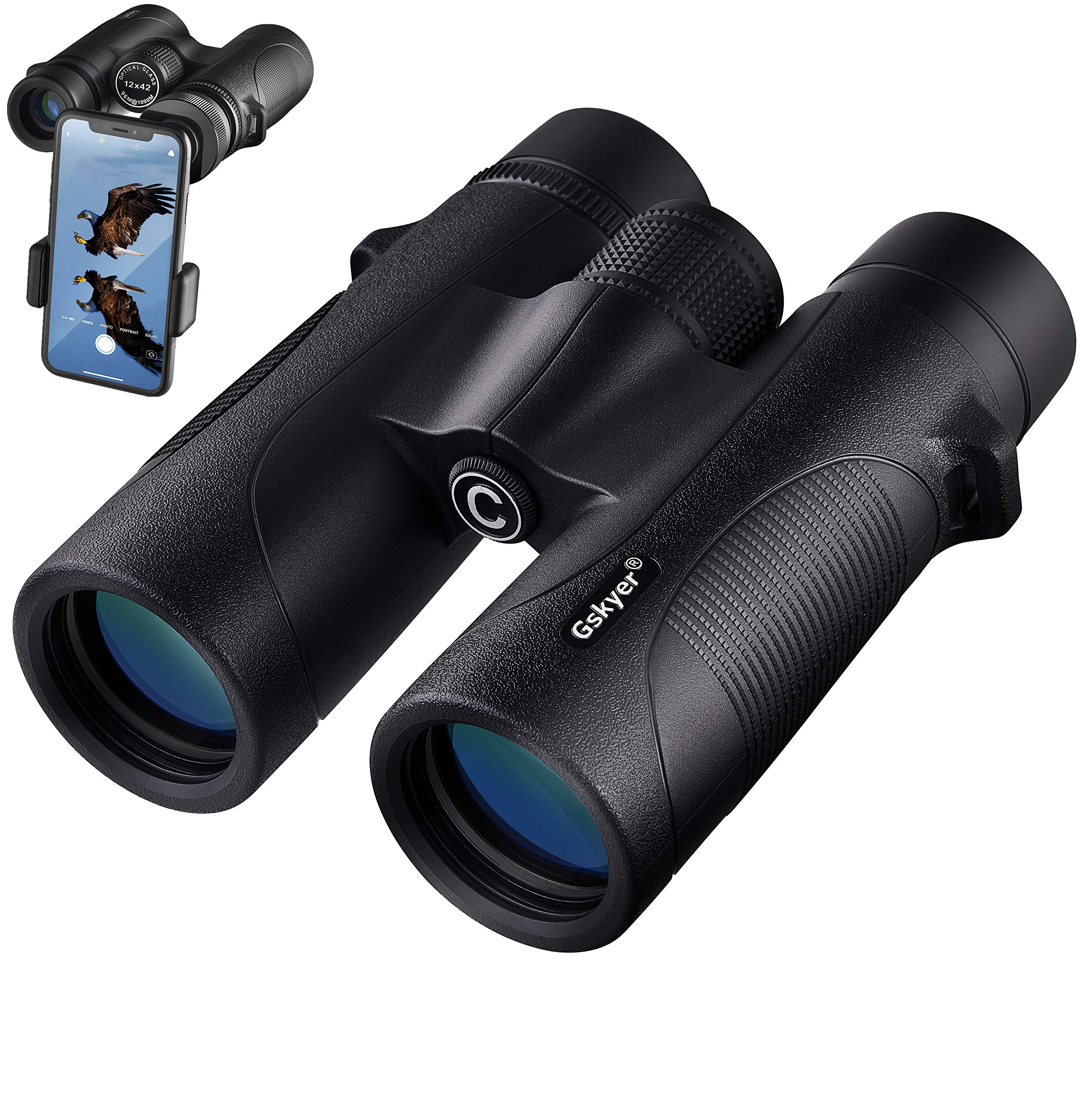 Binoculars for Adults High Powered: 12×42 HD Zoom Binocular for Bird Watching Hunting – Powerful Lightweight Waterproof Binoculars with Phone Adapter for Travel Cruise Ship Stargazing Hiking