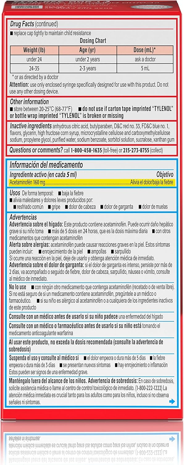 Infants' Tylenol Acetaminophen Liquid Medicine, Grape, 2 fl. oz: Health & Personal Care