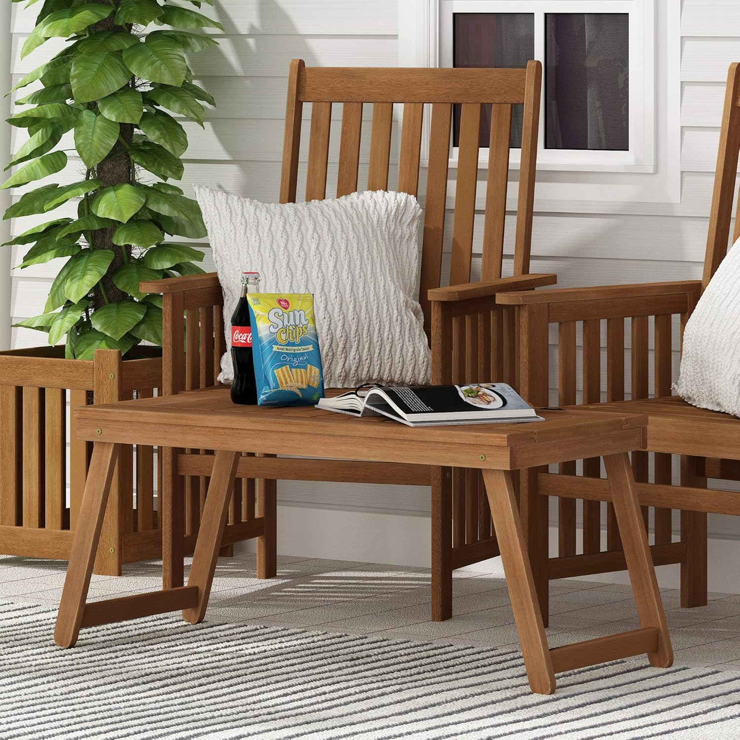 Furinno FG19064 Tioman Outdoor Hardwood Coffee Folding Table, Natural : Garden & Outdoor