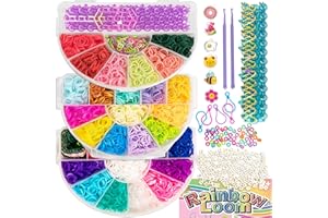 Rainbow Loom: 6,000 Bands Mighty Rainbow Case with 2 Mighty Looms, 6 Cute-tique Charms & 50 Beads – DIY Bracelet & Jewelry Making Kit for Kids 7+
