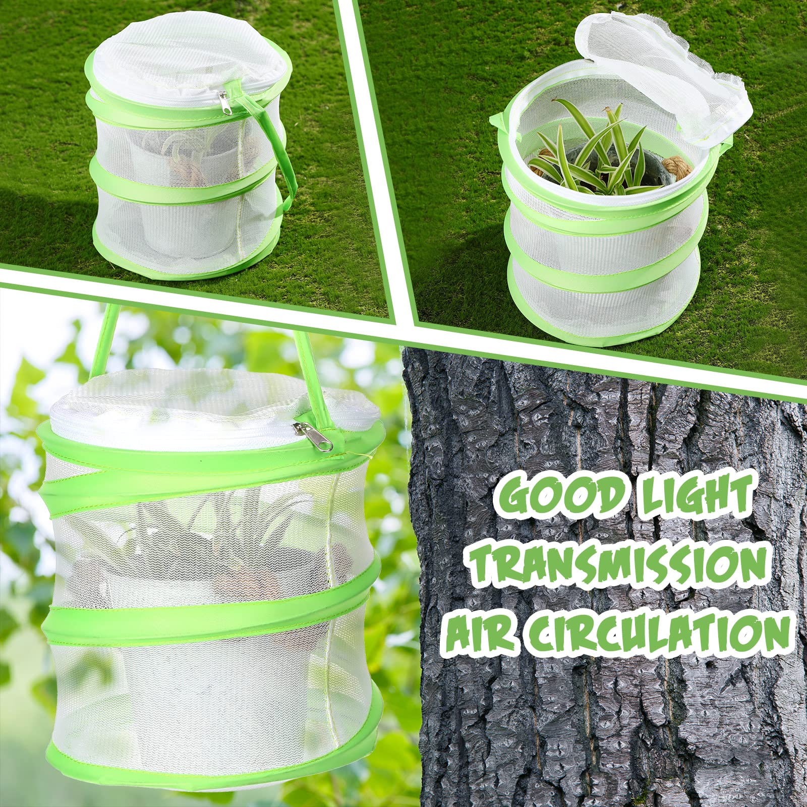 Sherr 4 Pack Butterfly Habitat Cage Clear Mesh Mini Butterfly Net Habitat Container, Terrarium Pop up(5.5 x 7.1 Inch)