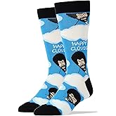 Men's Bob Ross Novelty Crew Socks, Funny Crazy Socks, Fun Casual Dress Cotton Socks, Painting Bob Ross, Szie 8-13