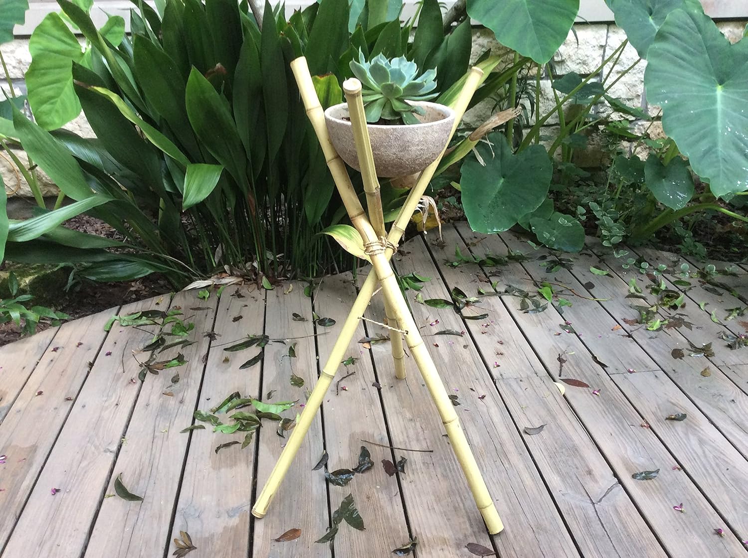 Bamboo Collapsible Tripod Plant Stand Handmade