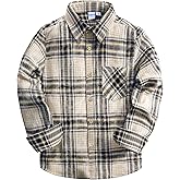 VATPAVE Boys Flannel Button Down Shirt Casual Long Sleeve Plaid Shirts 6-14 Years