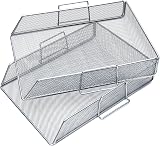 EXERZ 2 Pack Letter Trays Stackable Paper Sorter Desk Organiser SILVER view 4
