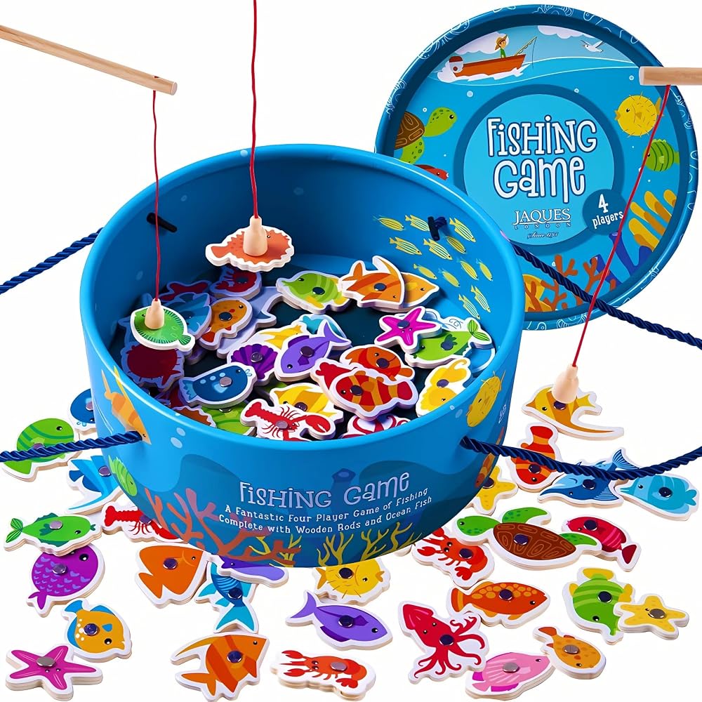 Jaques of London Magnetic Fishing Game Wooden Educational Toy 3 4 5