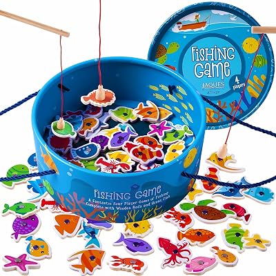 Jaques of London Magnetic Fishing Game Wooden Educational Toy 3 4 5