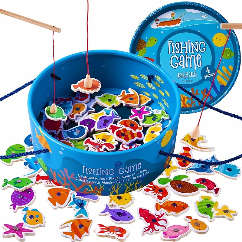 Jaques of London Magnetic Fishing Game Wooden Educational Toy 3 4 5