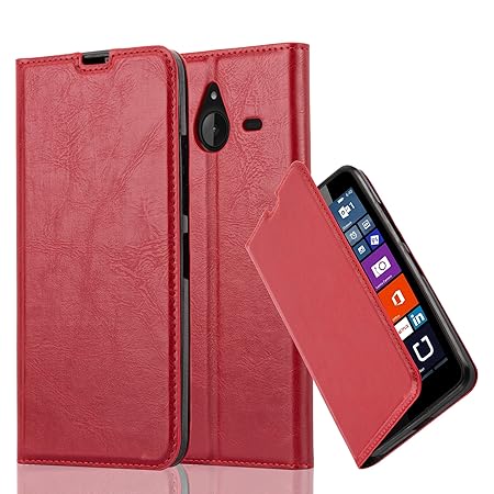 Cadorabo Hülle für Nokia Lumia 640 XL - Hülle in Apfel ROT – Handyhülle mit Magnetverschluss, Standfunktion und Kartenfach - 