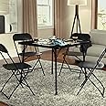 BizChair Folding Card Table - Black Foldable Card Table Square - Portable Table with Collapsible Legs