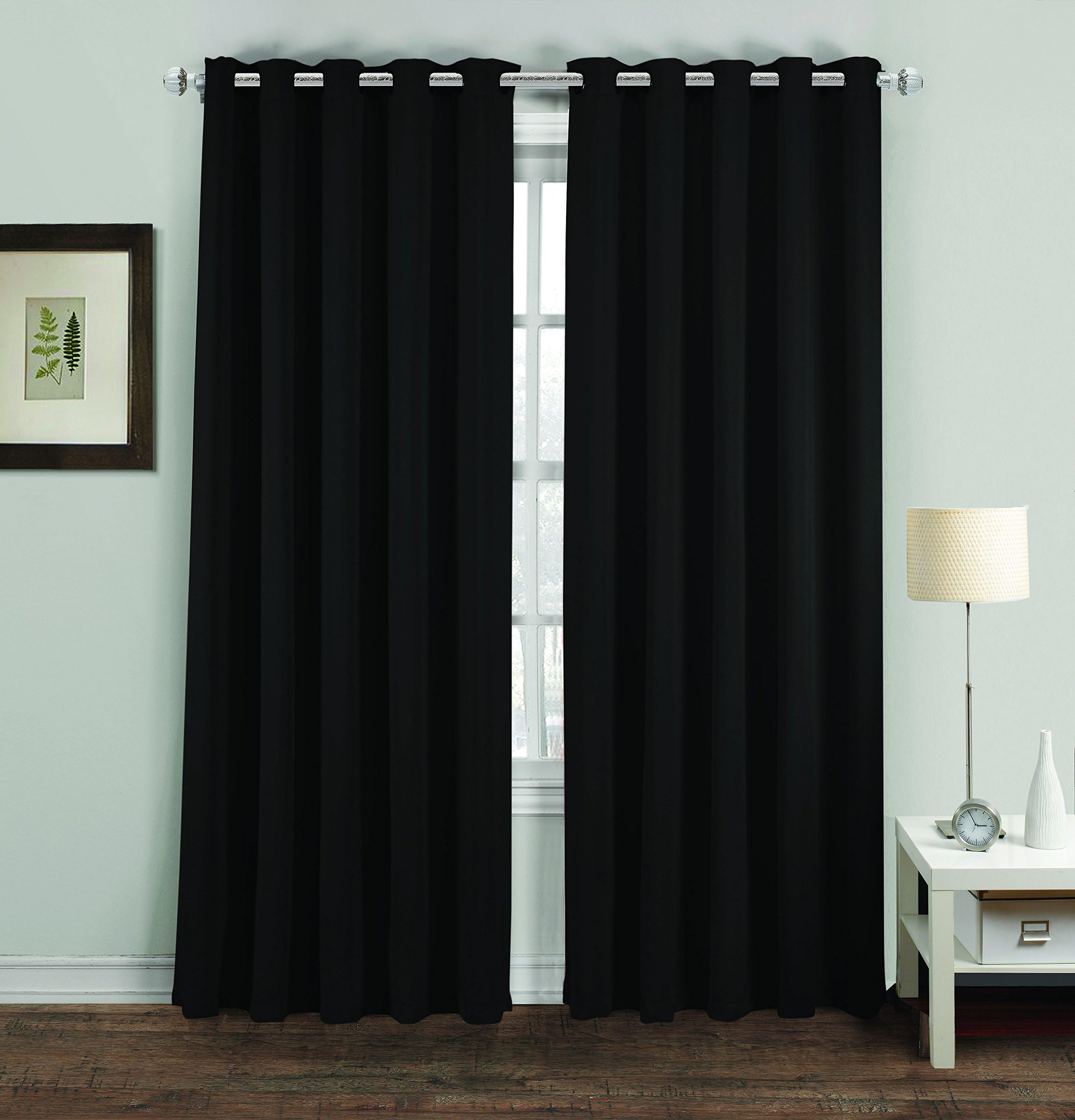 UAREHOME MH Distributions Thermal Supersoft Blackout Curtains Pair (46x54, Black)