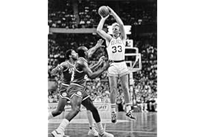 GREAT SHOT PHOTOS Larry Bird Boston Celtics Legend and Hall Of Famer Takes A Shot Over Dr. J. 11x14 Photo Poster Poster - Valentines Day Birthday Fathers Day Or Christmas Gifts For Men Dad And Husband