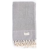 Bersuse 100% Cotton Ventura Premium Turkish Towel Beach Towel Bath Towel - Soft, Absorbent, Quick-Dry Peshtemal for Bath &amp; Beach Towels- 37x70 Inches, Black