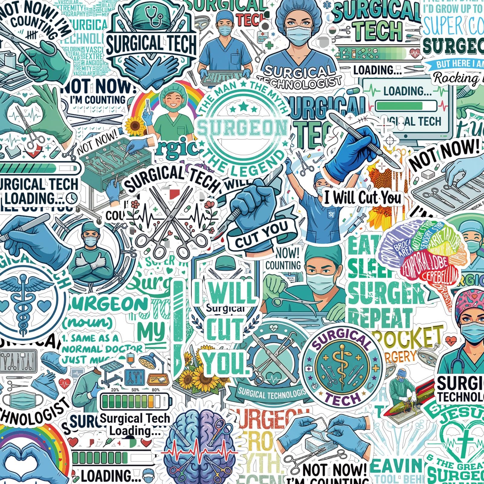Vemfare 100 Pcs Surgical Tech Stickers Surgical Technologist Gifts | Surgical Tech Stickers for Appreciation, Waterproof Viny