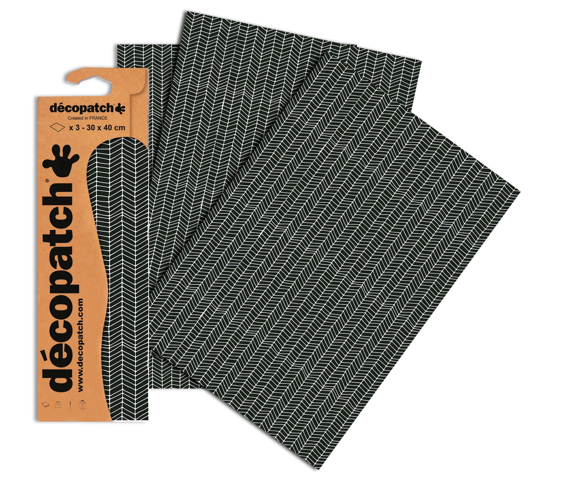 Décopatch Black/White Tyre Tread Paper, 30x40cm (Pack of 3 sheets)