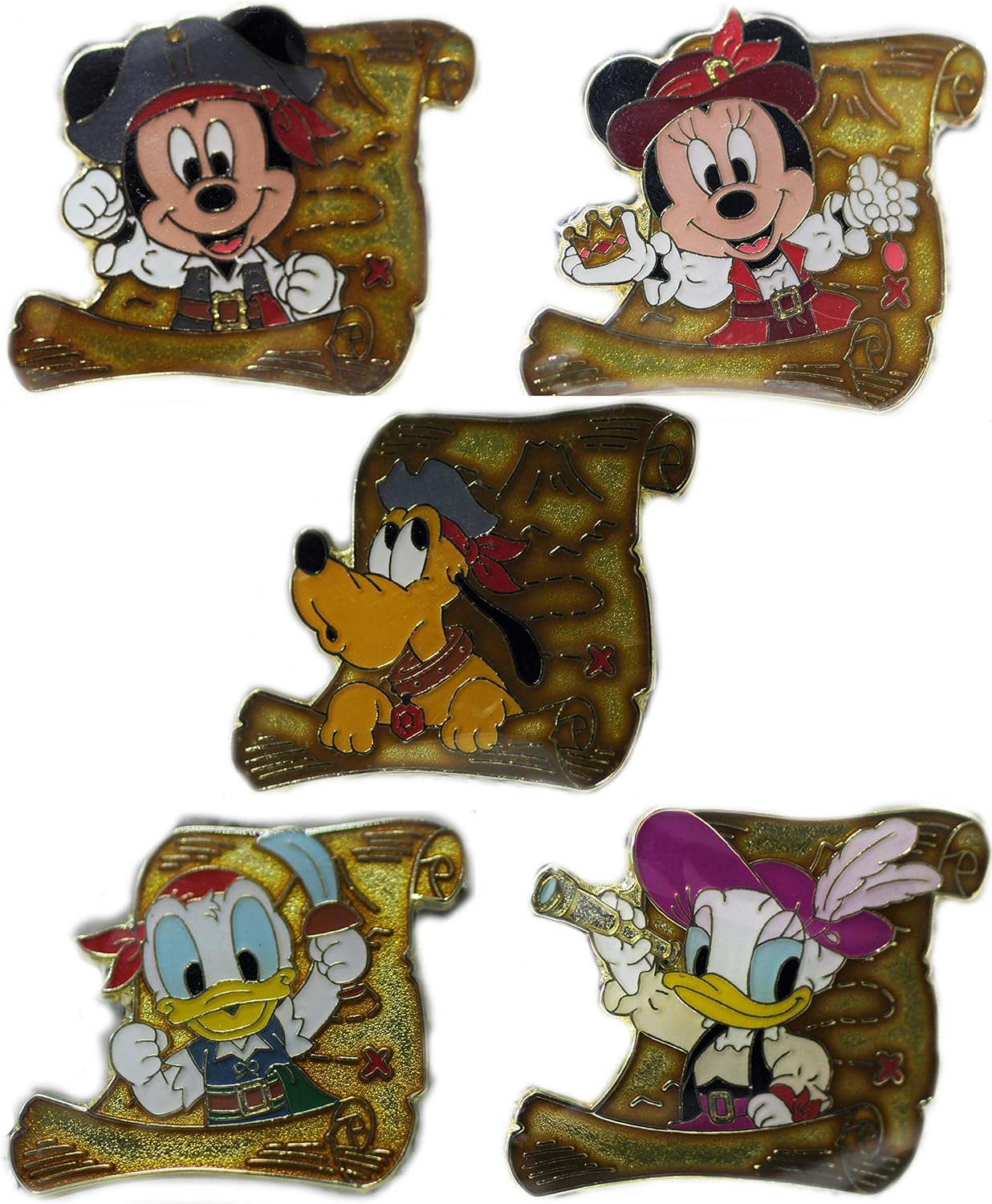 Amazon ディズニー ワゴンゲーム アブーズバザール パイレーツサマー18 ピンバッジ 全5種類 お土産袋とlリボンを付けたラッピング付き バッジ おもちゃ