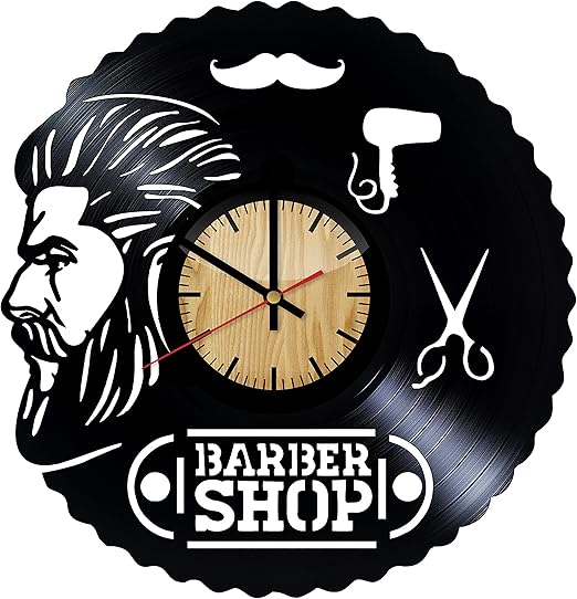 Amazon Com Home Crafts Barber Shop Design Vinyl Wall Clock
