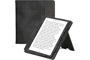 kwmobile Cover Compatible with Onyx Boox Leaf 2 Cover - Faux Leather/Suede Case with Stand - Black/Dark Grey