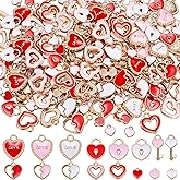 Bonuci 100 Pcs Valentine s Day Charms for Jewelry Making Heart Enamel Charms Bulk Love Shaped Pendants with Gold Plated for Necklace Earring Bracelet Making DIY Crafts Valentine s Day Gifts