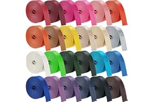 Windyun 24 Rolls Nylon Webbing 1/1.5 Inch Wide Heavyweight Nylon Strap 3.3 Yard 24 Colors Webbing Strap DIY Craft Gear Repair, Pet Collars, Pet Leash, Backpack, Gardening