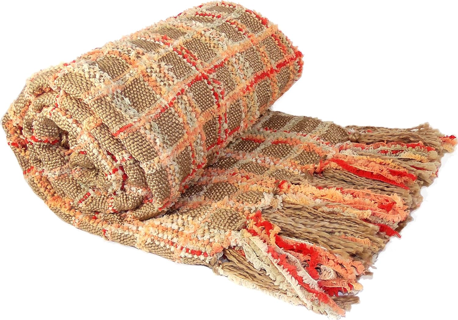 Home Soft Things Multi-Color Chenille Couch Throw Blanket, 50" x 60", Burnt Orange