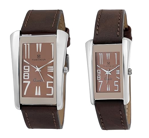Timewear Analog Brown Dial Unisex Couple Watch - 908Bdtcouple