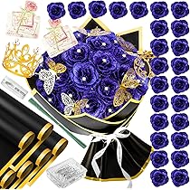 28 Blue Glitter Roses Bouquet - Artificial Flowers Bouquet