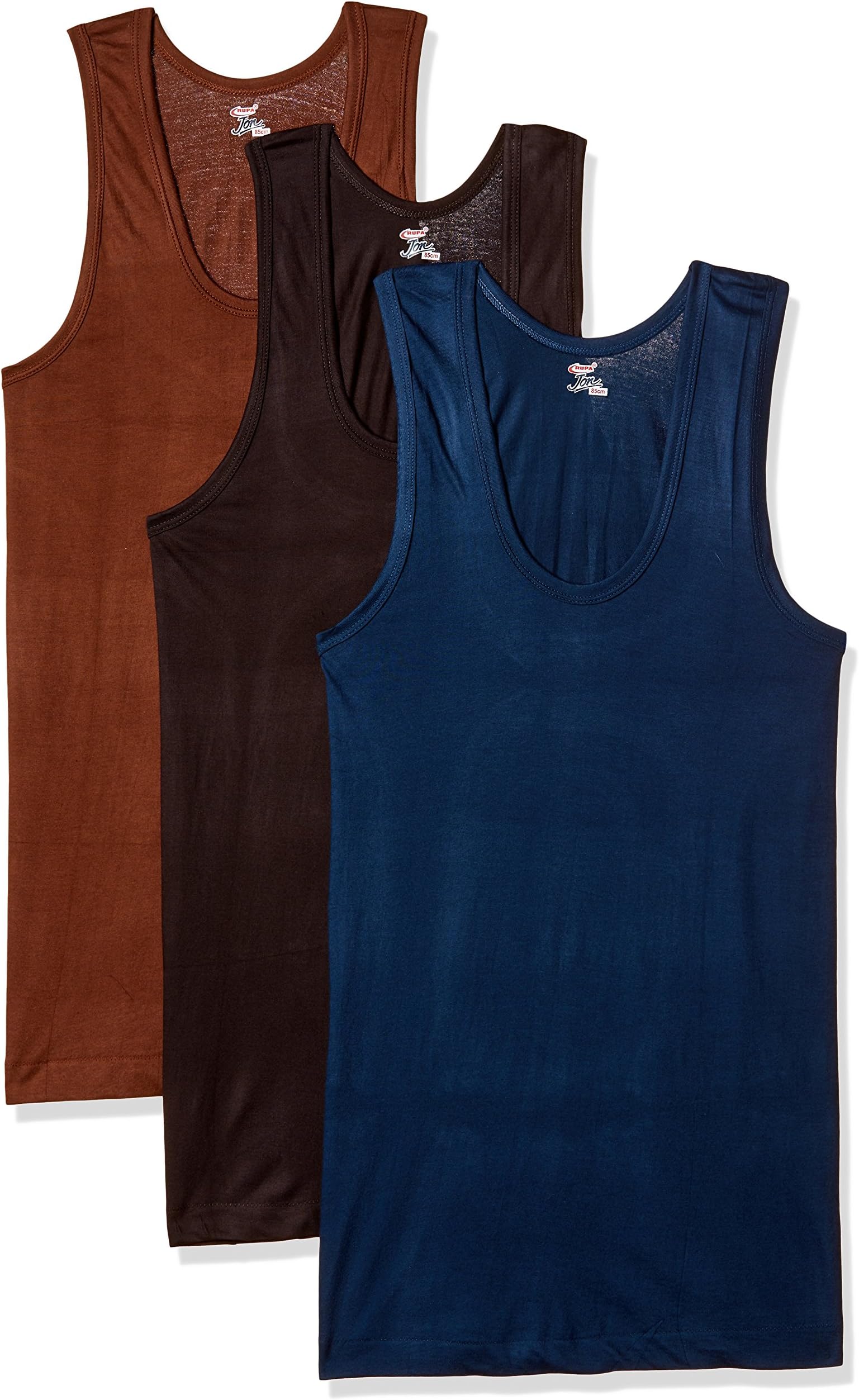 Rupa Jon Men's Cotton Vest (Pack of 3) (Colors May Vary)