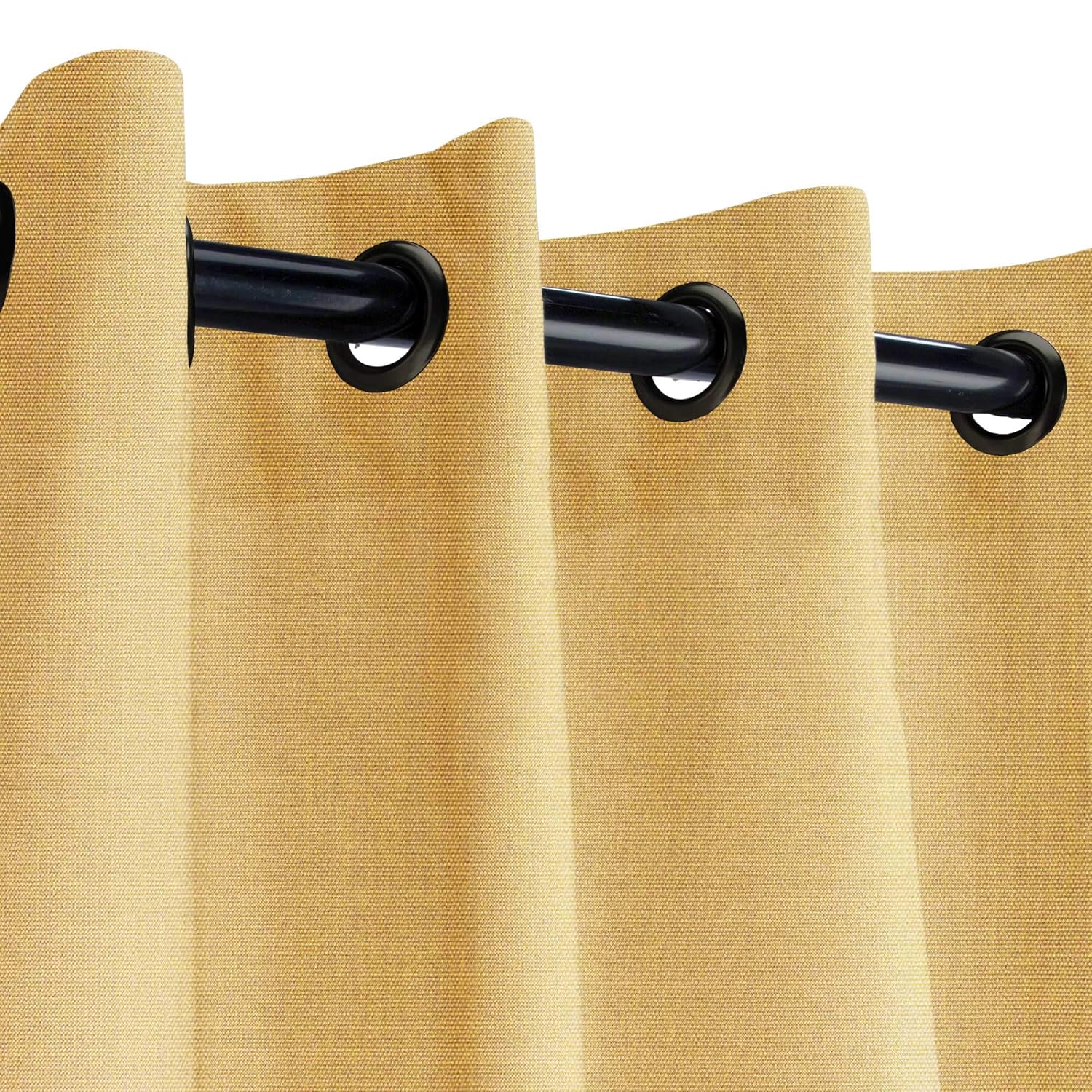 Sunbrella Canvas Brass Outdoor Curtain with Dark Gunmetal Grommets 50 in. Wide x 84 in. Long