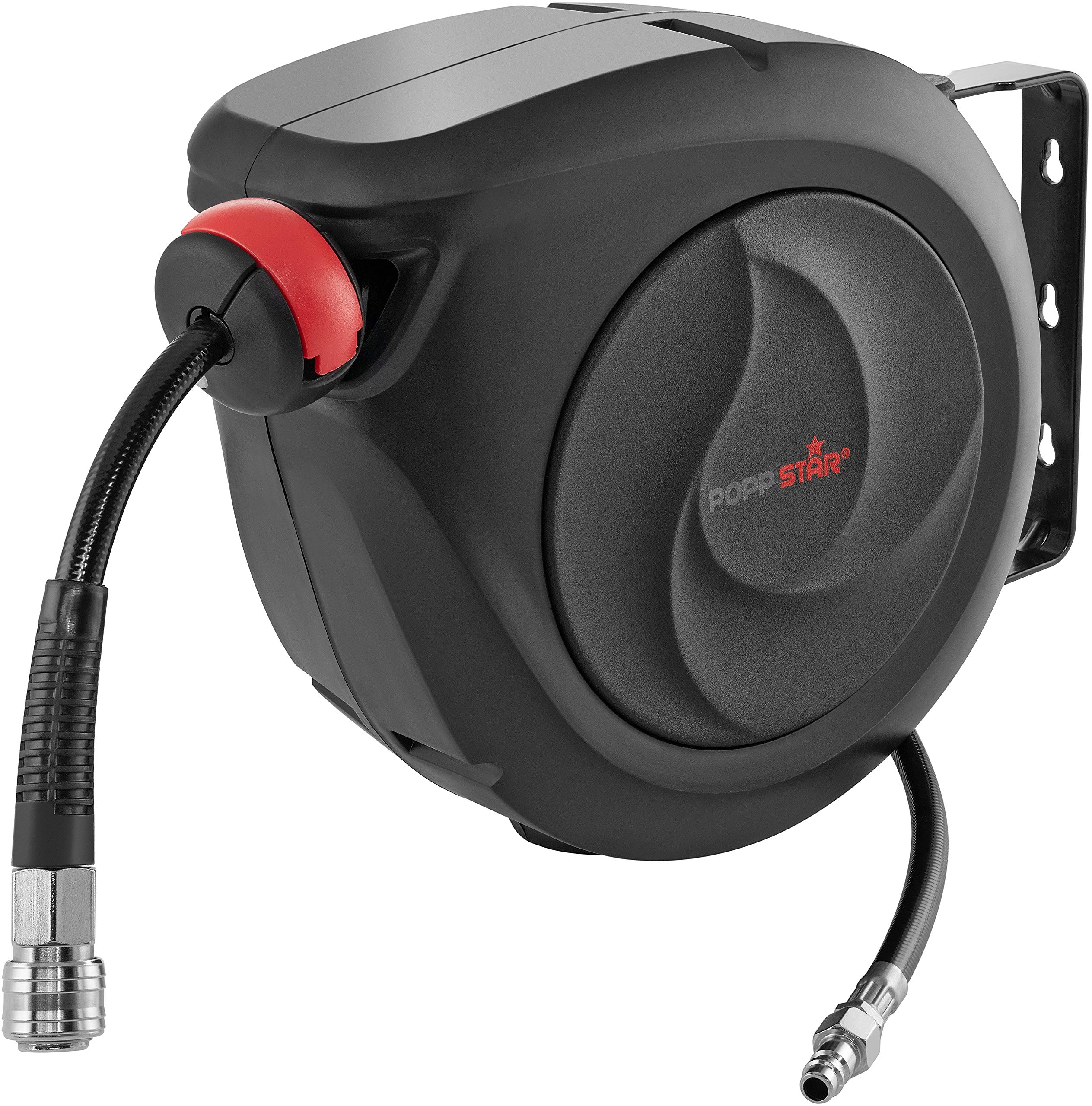Poppstar Retractable Compressed air Hose Reel 10m+1m (Hose Diameter 5/16" 8mmx12mm) Hose Connector 1/4" BSPT Quick Connector, Retractable air Compressor Hose Reel