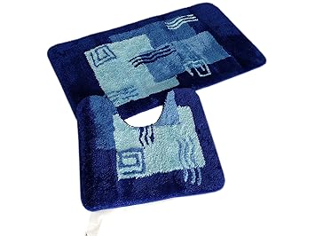 2- teiliges Badematten Set Mailand blau mit Ausschnitt