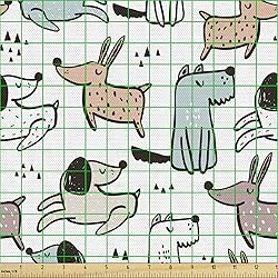 Lunarable Dogs Fabric by The Yard, Print with