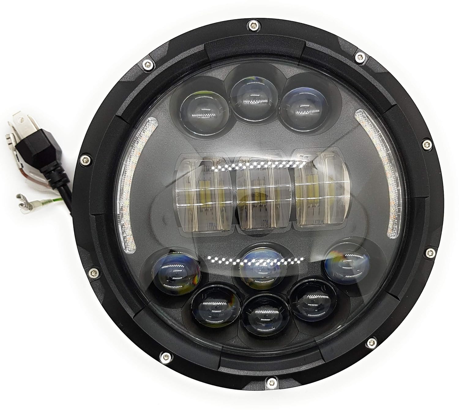 AutoPowerz 12 LED Harley Headlight for Royal Enfield, Mahindra Bullet