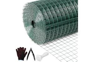 Wirewonders Hardware Cloth 1/2inx 36in x 100ft Chicken Wire, Green Garden Fence, PVC Coated Metal Welded Wire Mesh for Preventing Snakes, Raccoons, Foxes, Poultry Netting