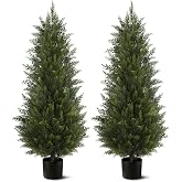 Vitalismo Artificial Topiary Cedar Trees 5FT Tall 2 Sets for Outdoor/Indoor | Faux Pine Shrubs Plants - Realistic Fake Plants
