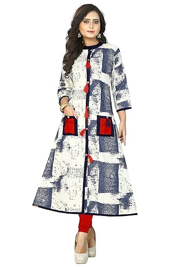 Navabi Export Womens Multicolor Rayon Fabrics A-Line Kurta (VF-KU-93)