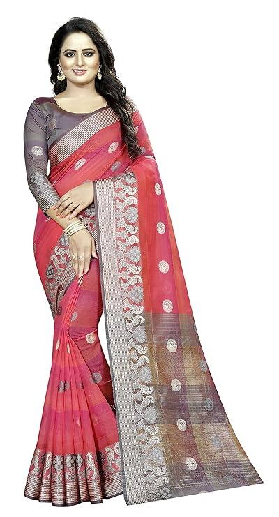 Women's Jacquard Silk Saree With Unstitched Blouse Piece
