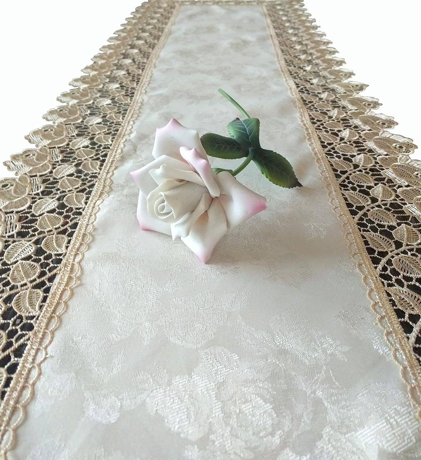 Best Galleria Di Giovanni White Flower Table Runner