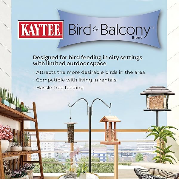KAYTEE BIRD & BALCONY WILD BIRD FOOD NO MESS SEED BLEND FOR CITY DWELLING BIRDS LIKE FINCHES, SPARROWS, MOURNING DOVES AND MORE, 5 LB